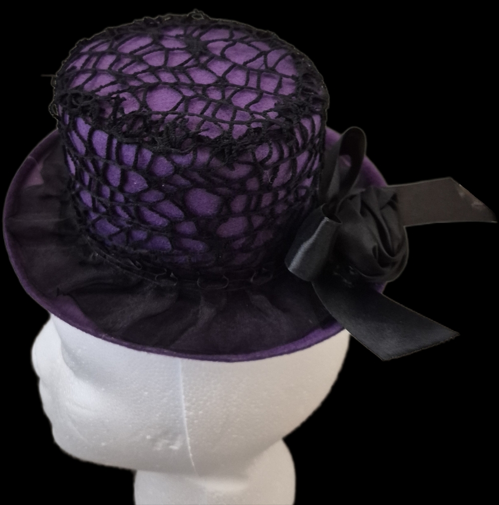 Elegant Purple and Black Halloween Mini Hat Facinator